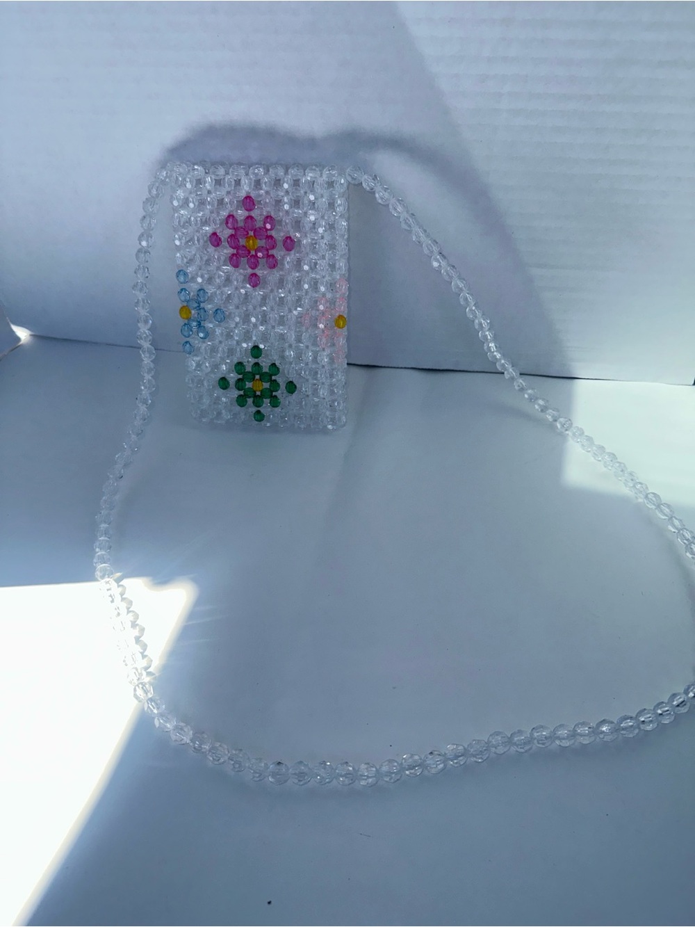 Chunky Beaded Crossbody Pouch For Smartphones